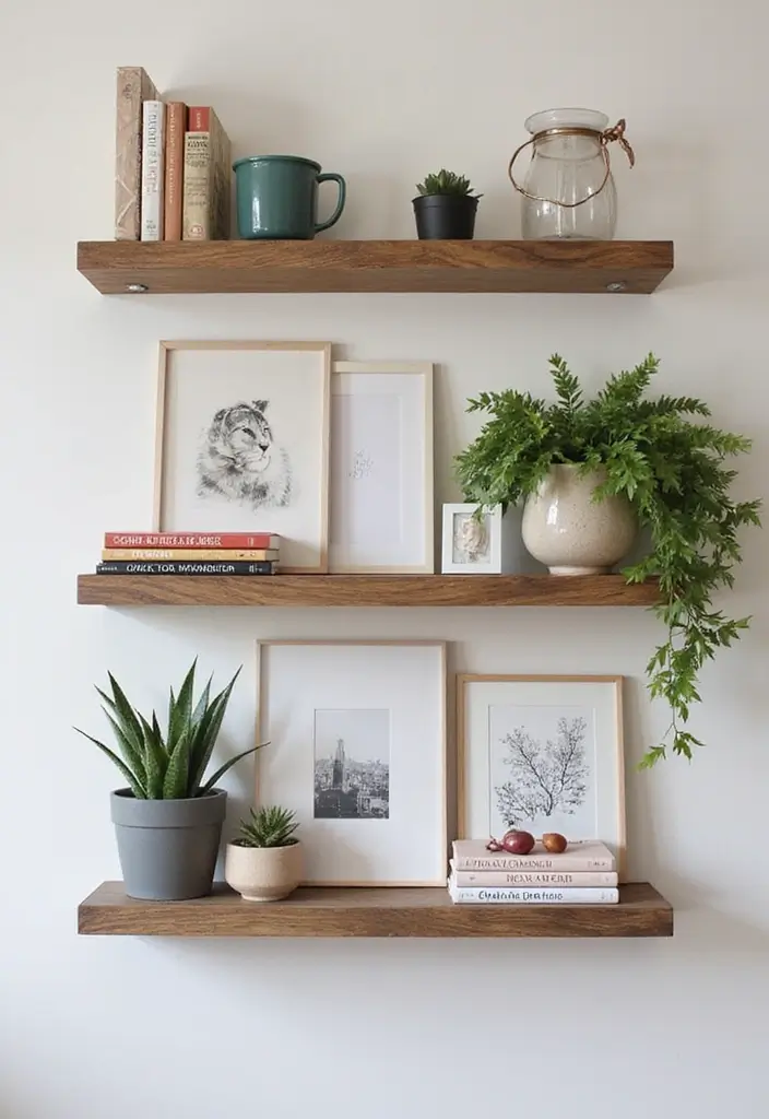 stylish floating shelves small apartment decor