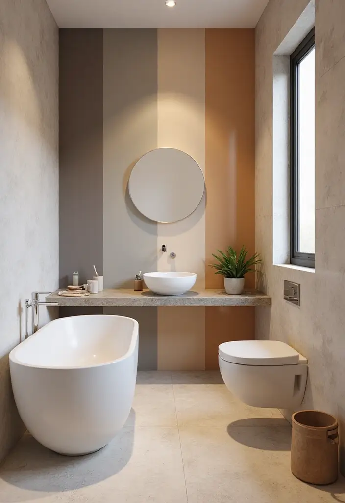subtle gradient colors in small bathroom
