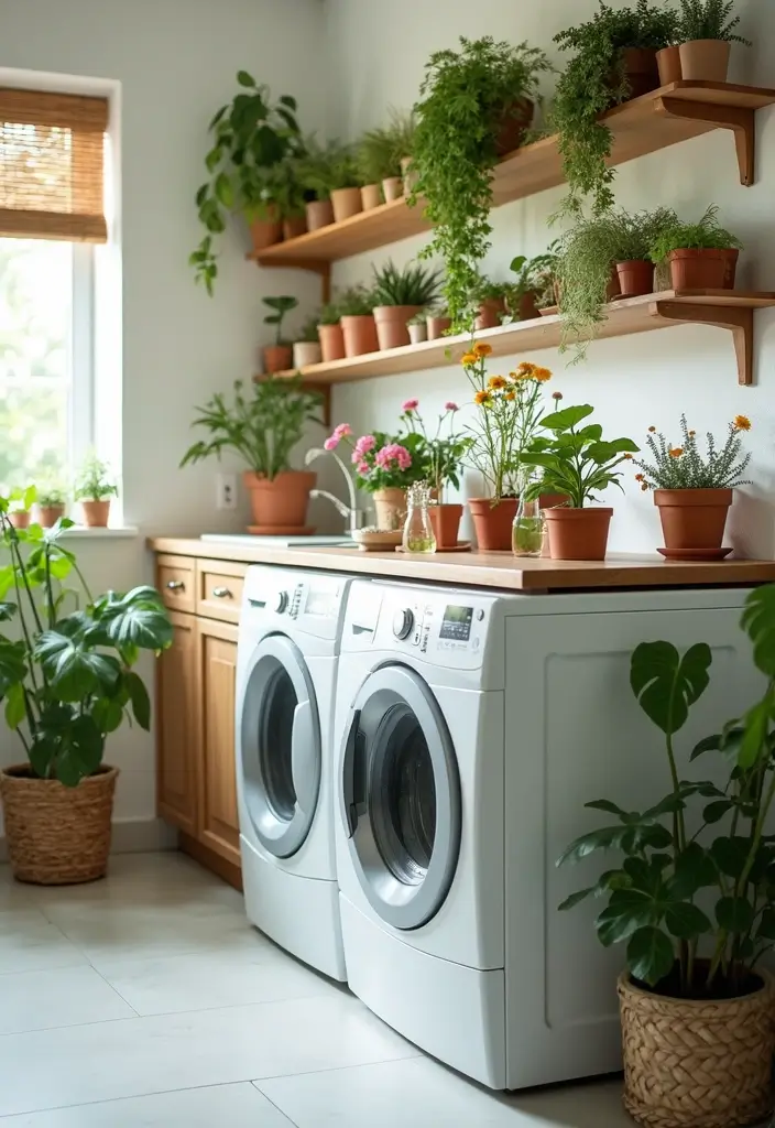 tiered plant laundry shelf decor