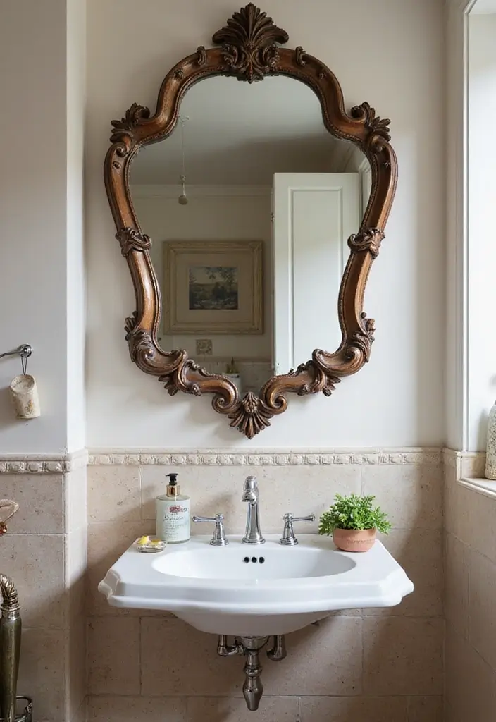 unique shaped artistic bathroom mirror
