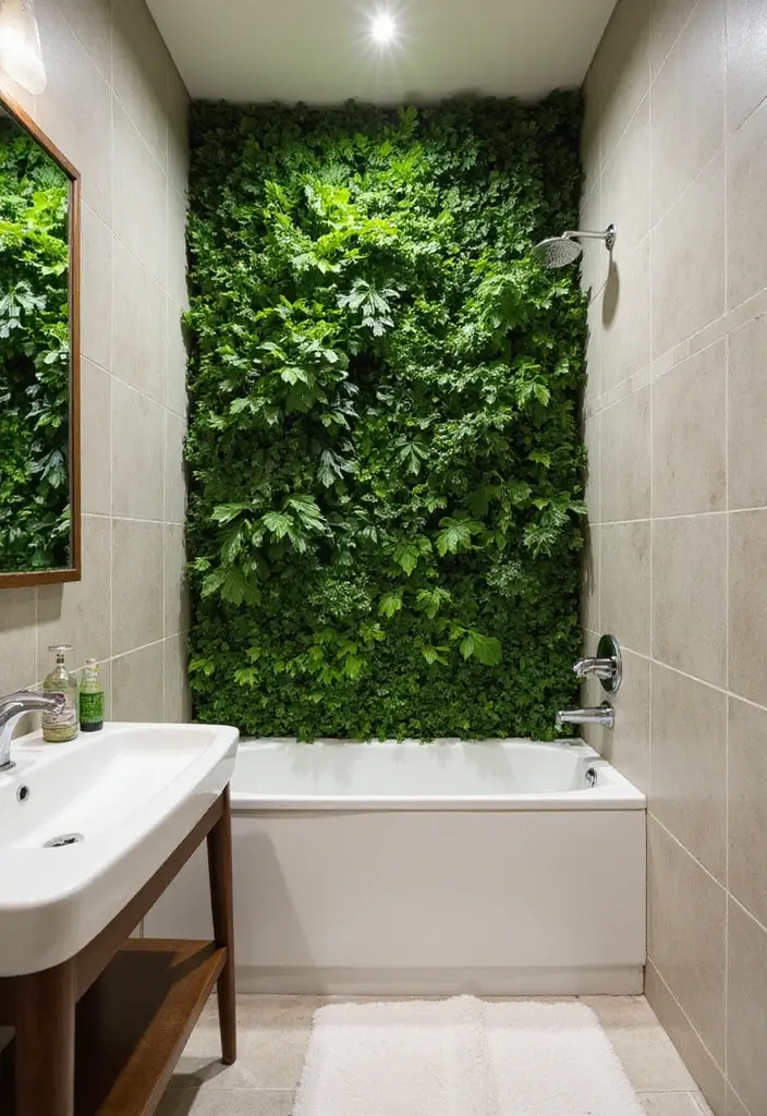 vertical garden in tiny bathroom space