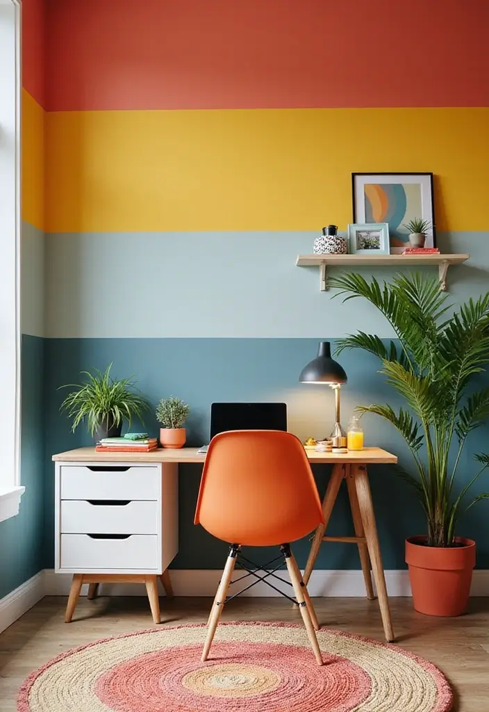 vibrant colorful modern home office workspace