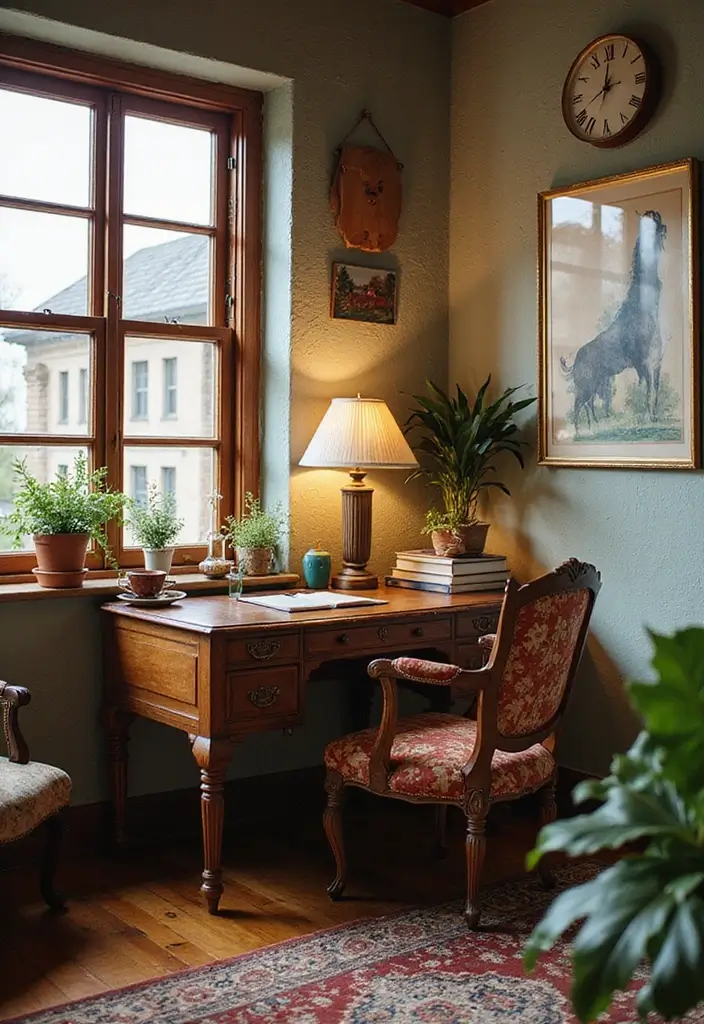 vintage decor boho home office style