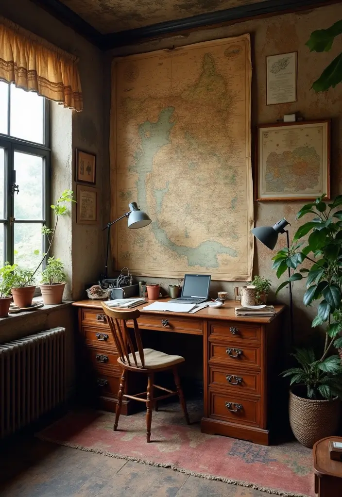 vintage inspired modern home office workspace