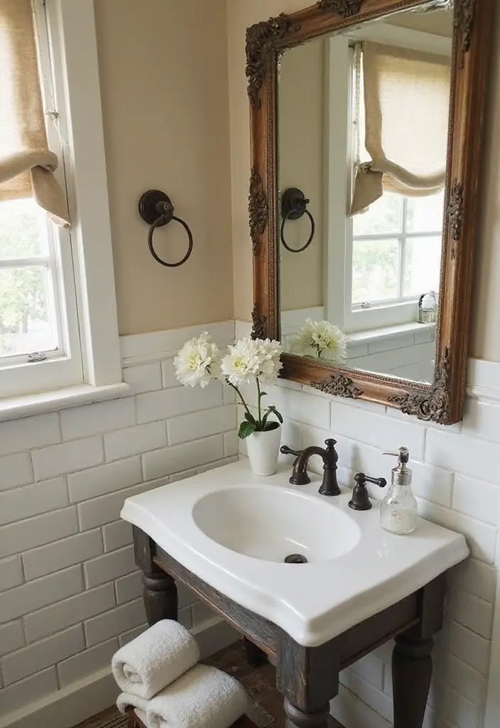 vintage touch in small bathroom decor