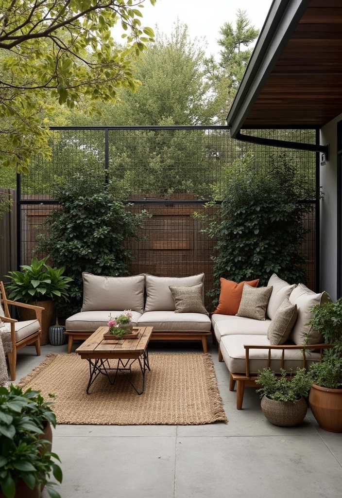 wire mesh and wood privacy screen