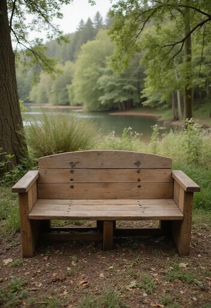 wooden barrel patio bench