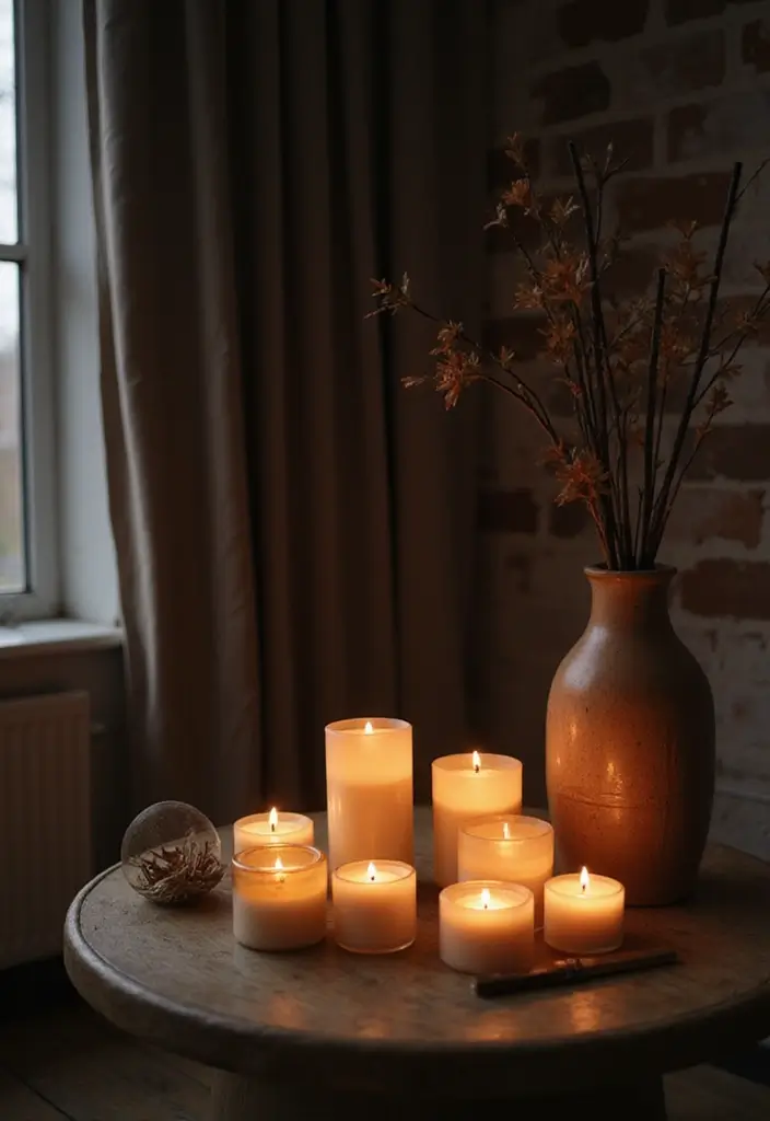 aromatic candles creating relaxing romantic apartment mood