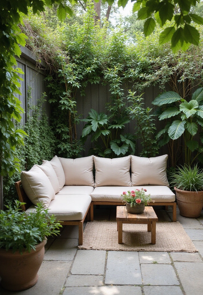 cozy outdoor seating area in garden space