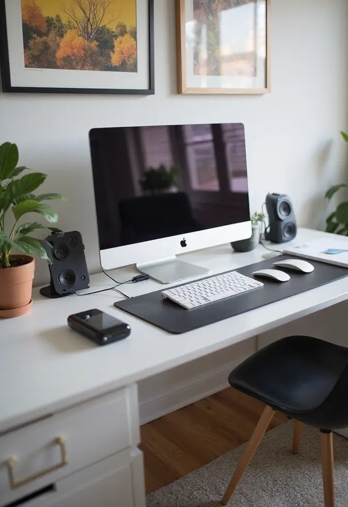 minimal tech setup for stylish home office