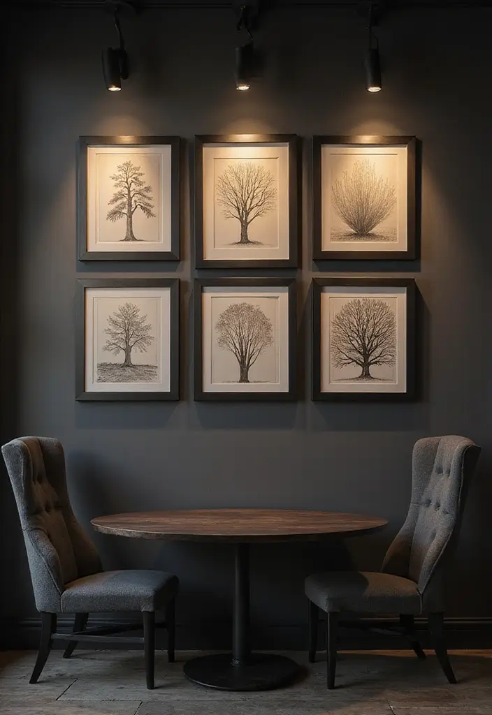 moody wall art accents for romantic apartment