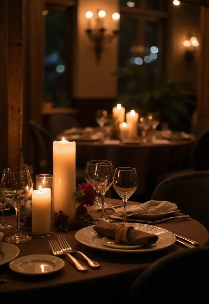 romantic dinner table setup for cozy date