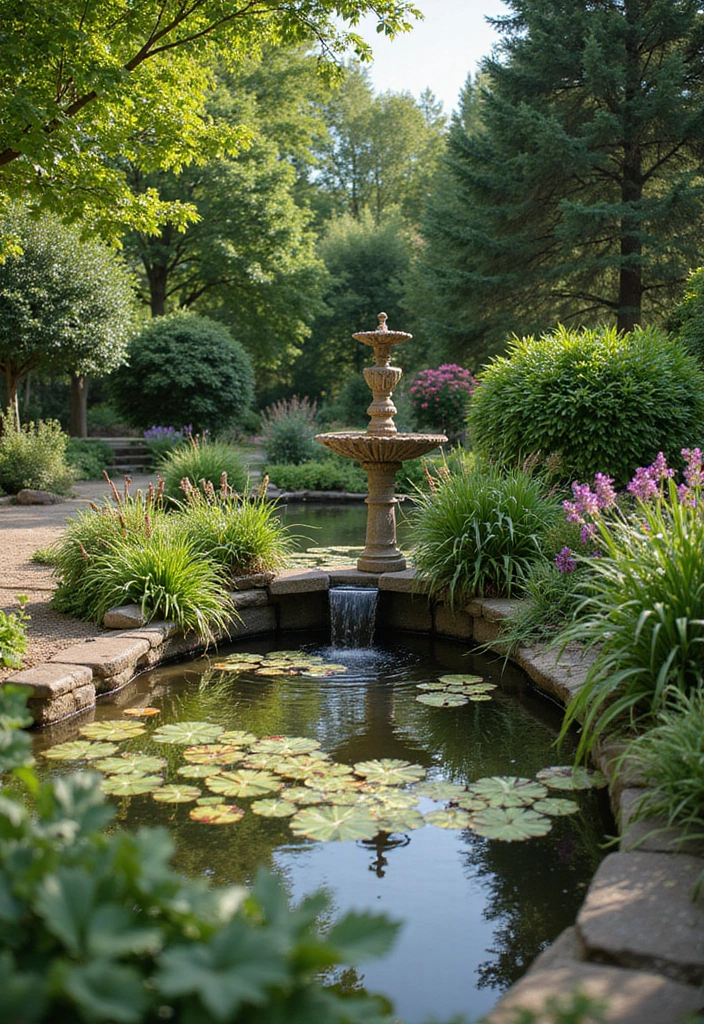 serene garden water feature landscaping idea