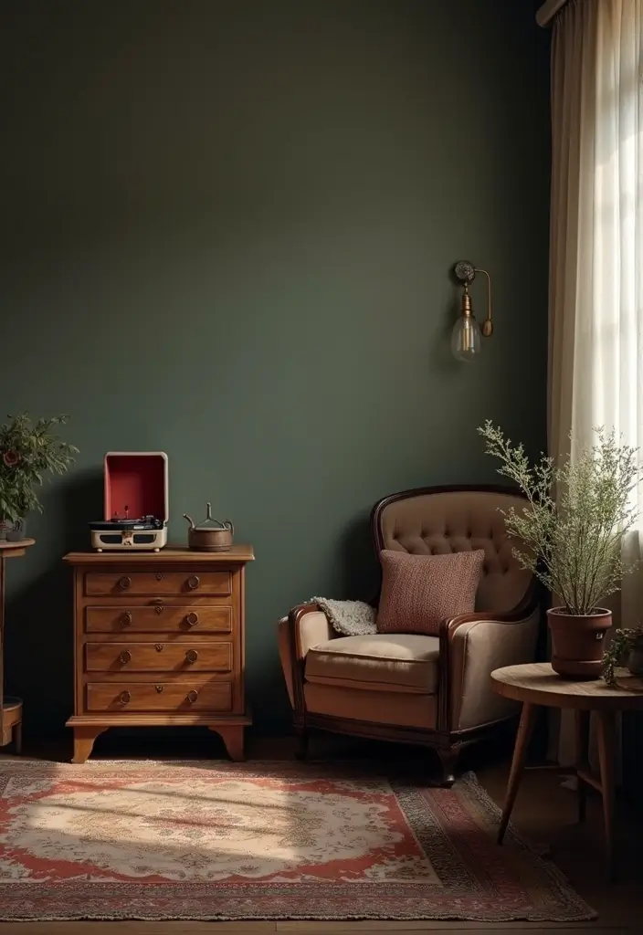 vintage decor pieces adding charm to apartment